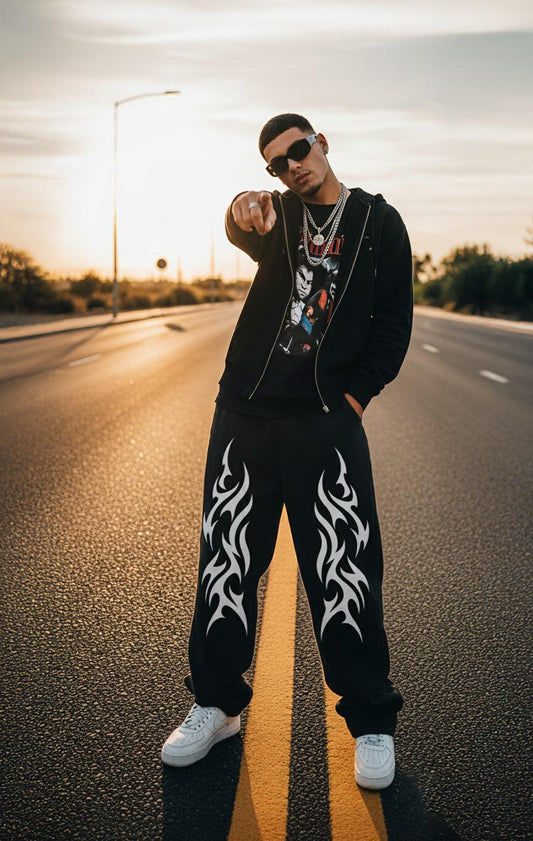 MIDNIGHT BLAZE BAGGY SWEATPANTS