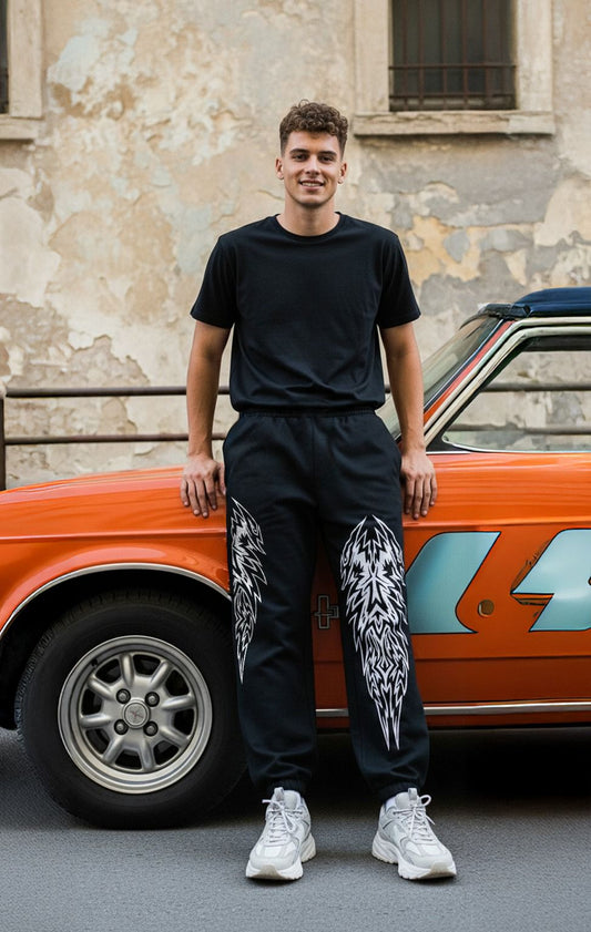BOLD GRAPHIC FLAME SWEATPANTS