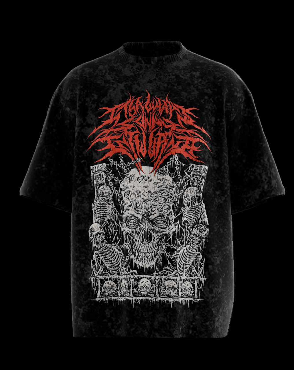 GOTHIC SKULL ACID WASH GRAPHIC TEE-