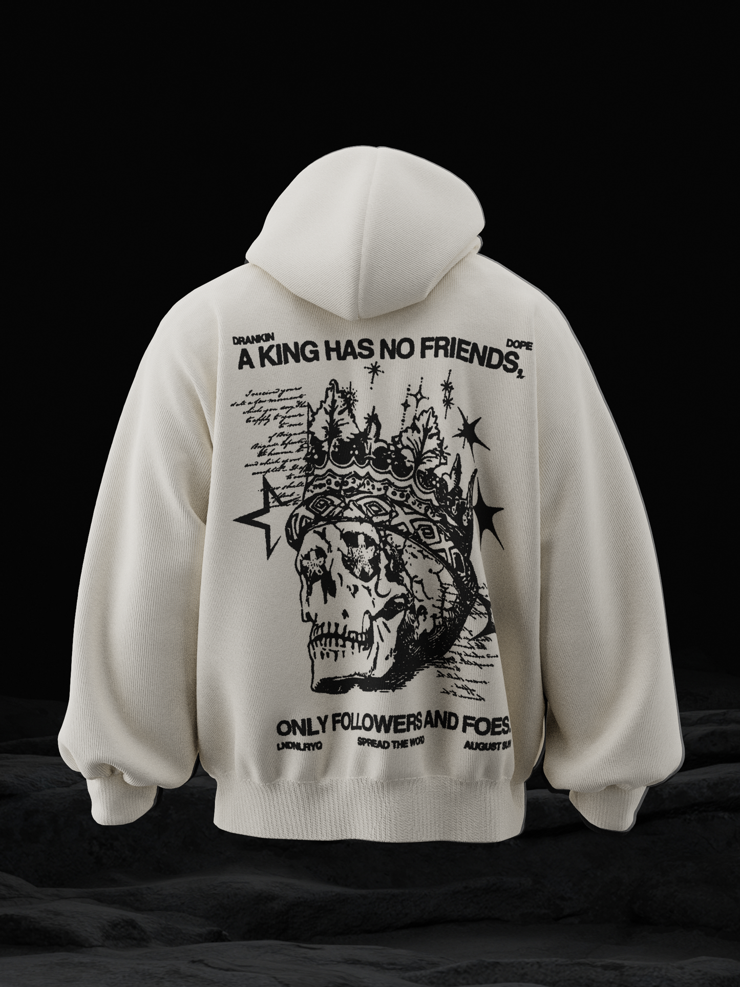 KING HAS NO FRIENDS OVRERSIZED HOODIE