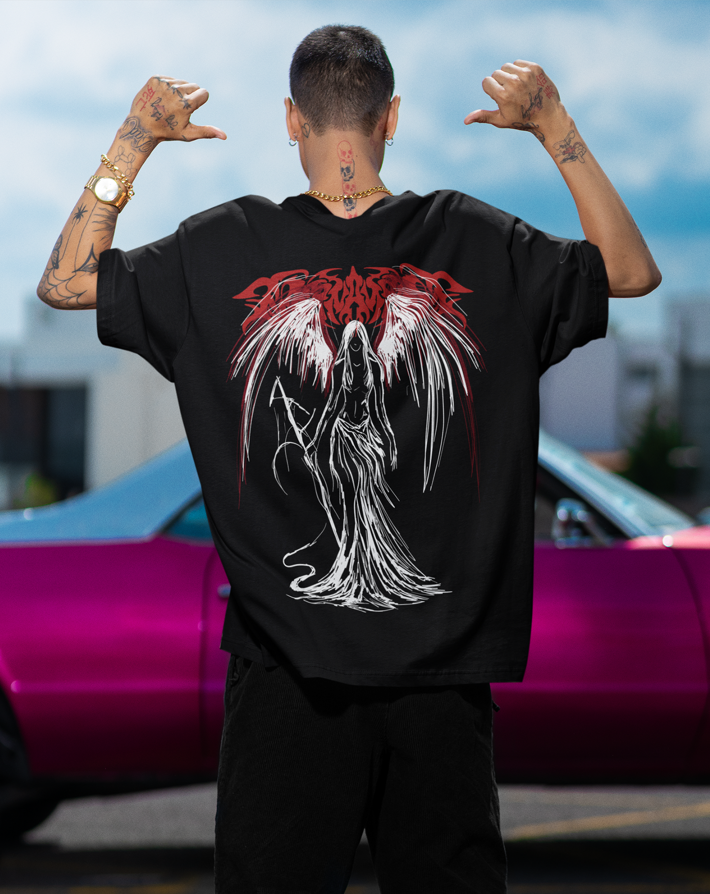 FALLEN ANGEL GOTHIC OVERSIZED STREETWEAR T-SHIRT