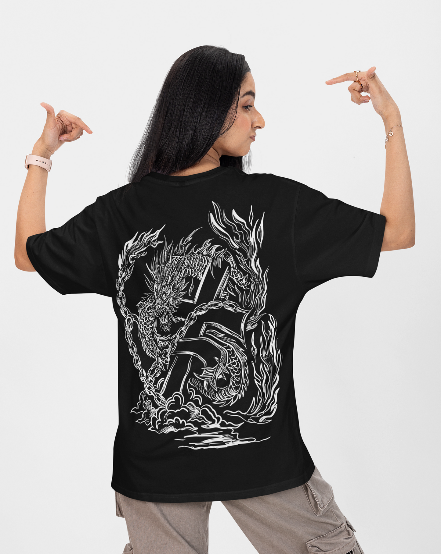 DRAGON FIRE OVERSIZED STREETWEAR GRAPHIC TEE
