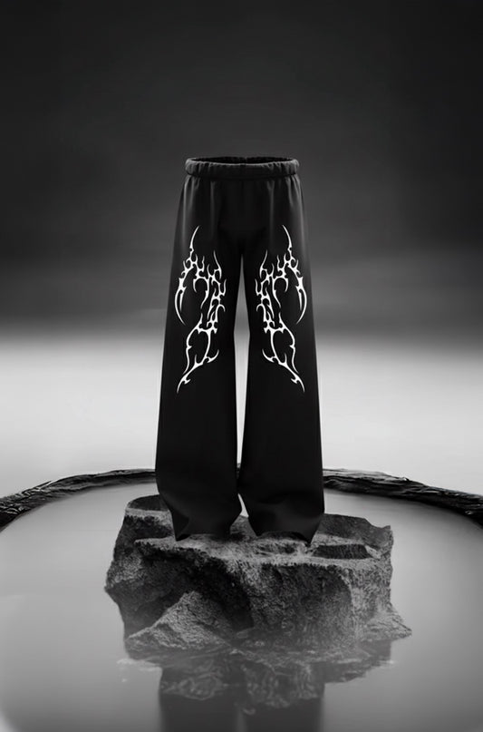 BLACK INFERNO TRIBAL FLAMES SWEATPANTS